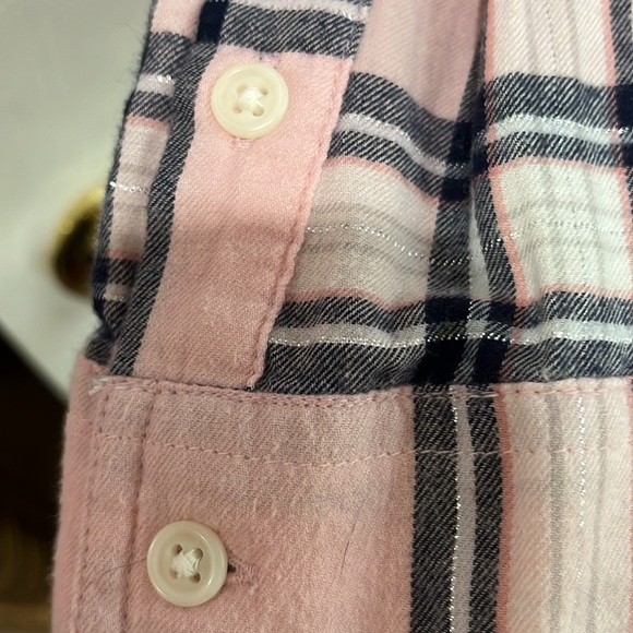 Pink silver sparkle plaid so long sleeve button top - Picture 4 of 10